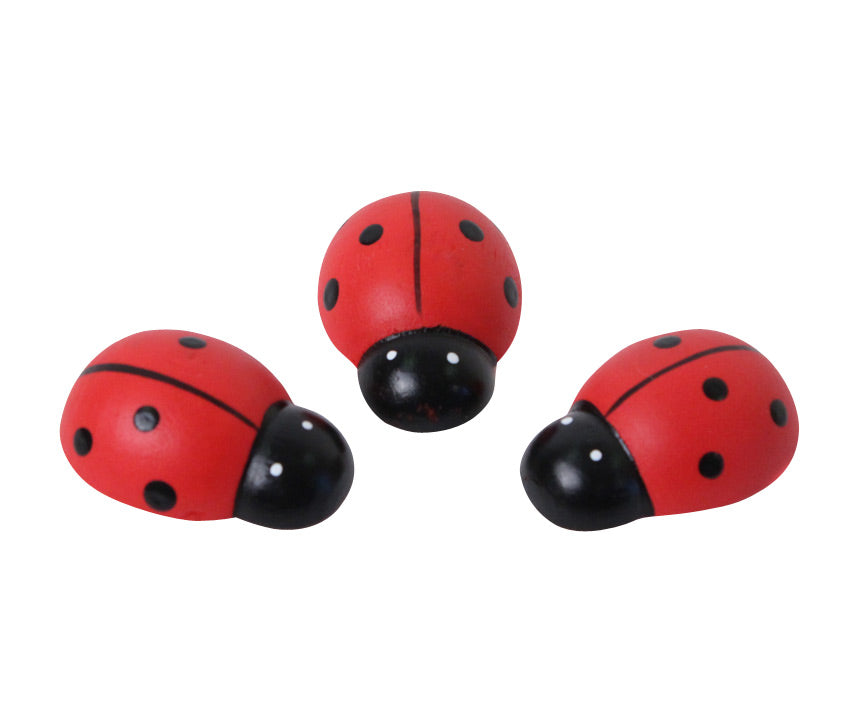 Coccinelles adhésives décoratives coccinelle pour fête en bois rouge et noir