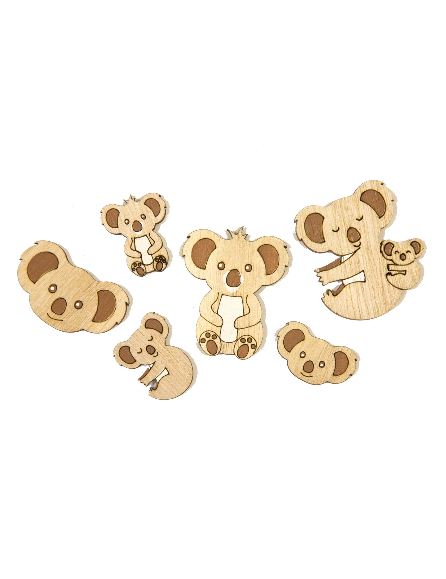 6 confetti din lemn koala 3,5 cm