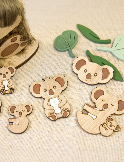 6 confetti din lemn koala 3,5 cm