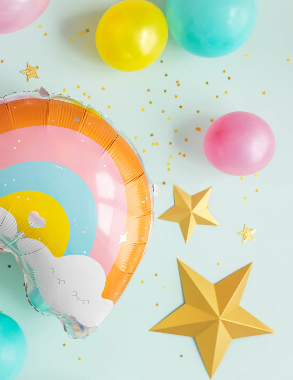 Ambianță cu balon curcubeu și confetti de la Etoile de suspendat 3D crăciun