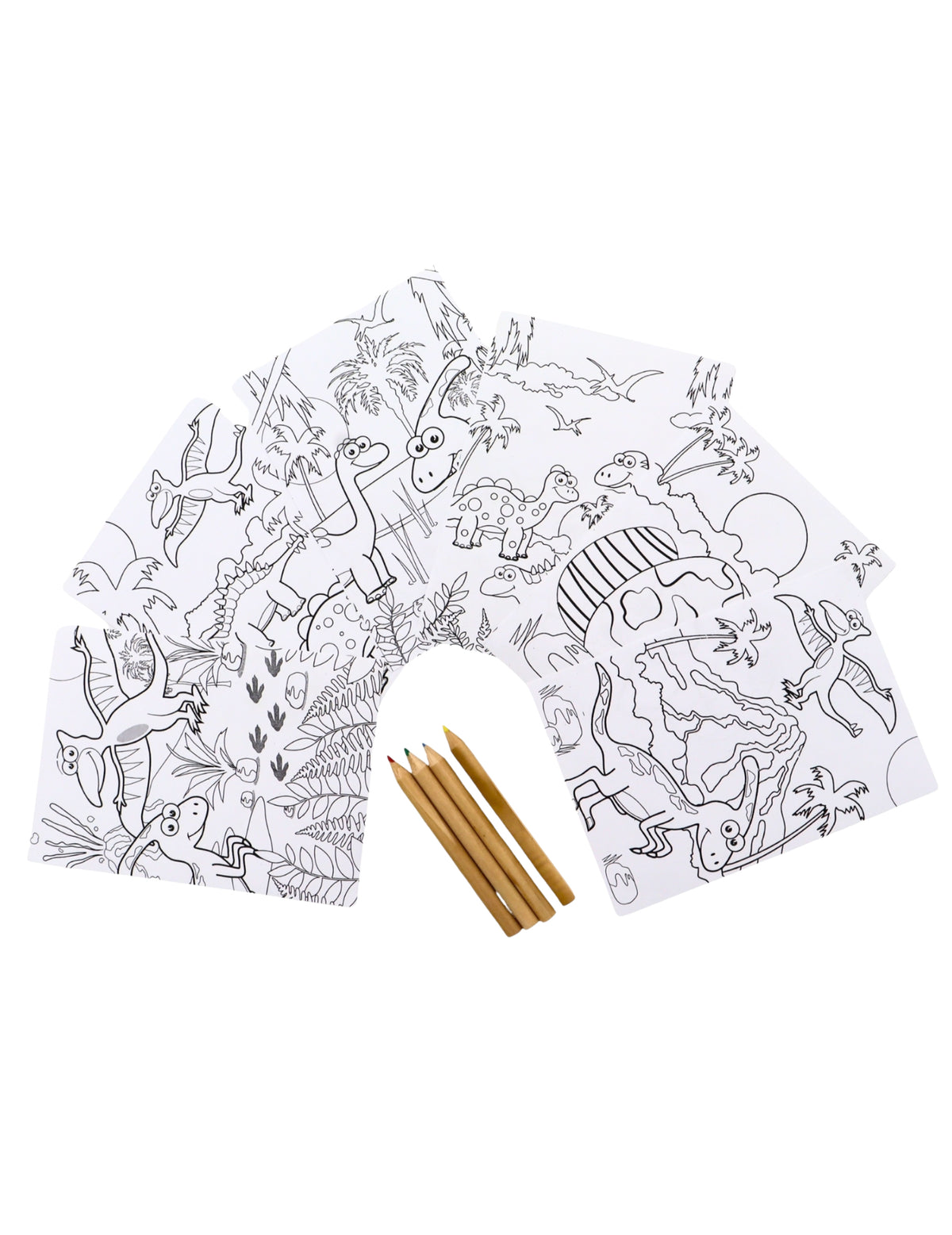 6 feuilles à colorier dinosaure avec 4 crayons