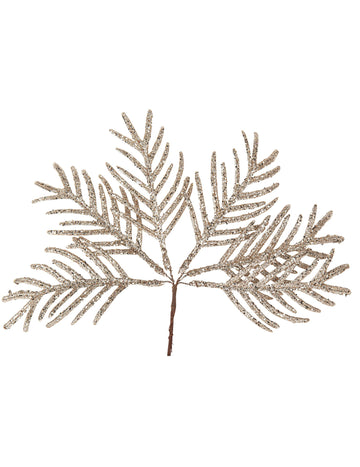 6 frunze de șampanie cu sclipici tropical 19 cm pe tulpină