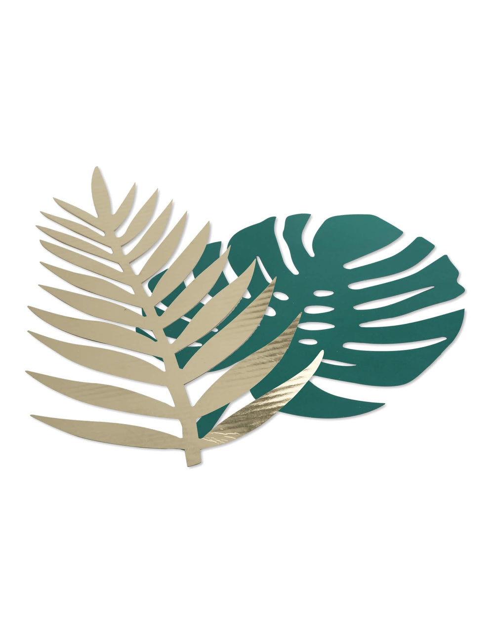 Frunze tropicale din carton pentru decorațiuni de masă verde și auriu