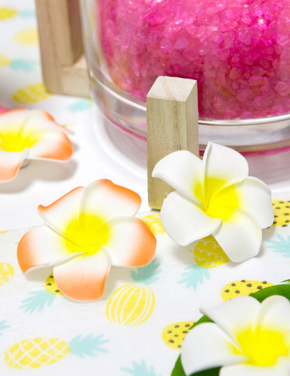 6 flori artificiale de monoi albe 5 cm spumă adezivă