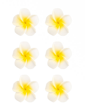 6 flori artificiale de monoi albe 5 cm spumă adezivă