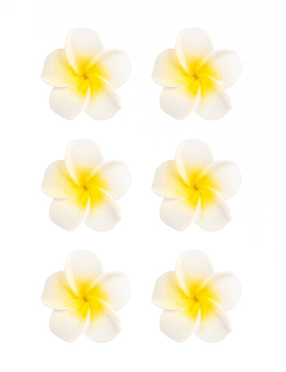 6 flori artificiale de monoi albe 5 cm spumă adezivă