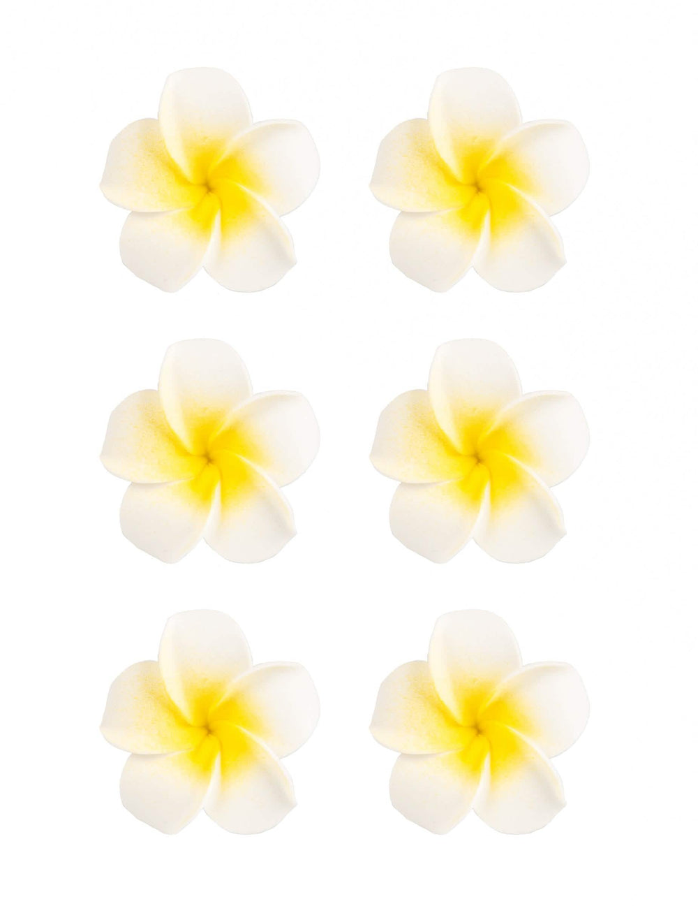 6 flori artificiale de monoi pentru decor, albe, din spumă, adezive