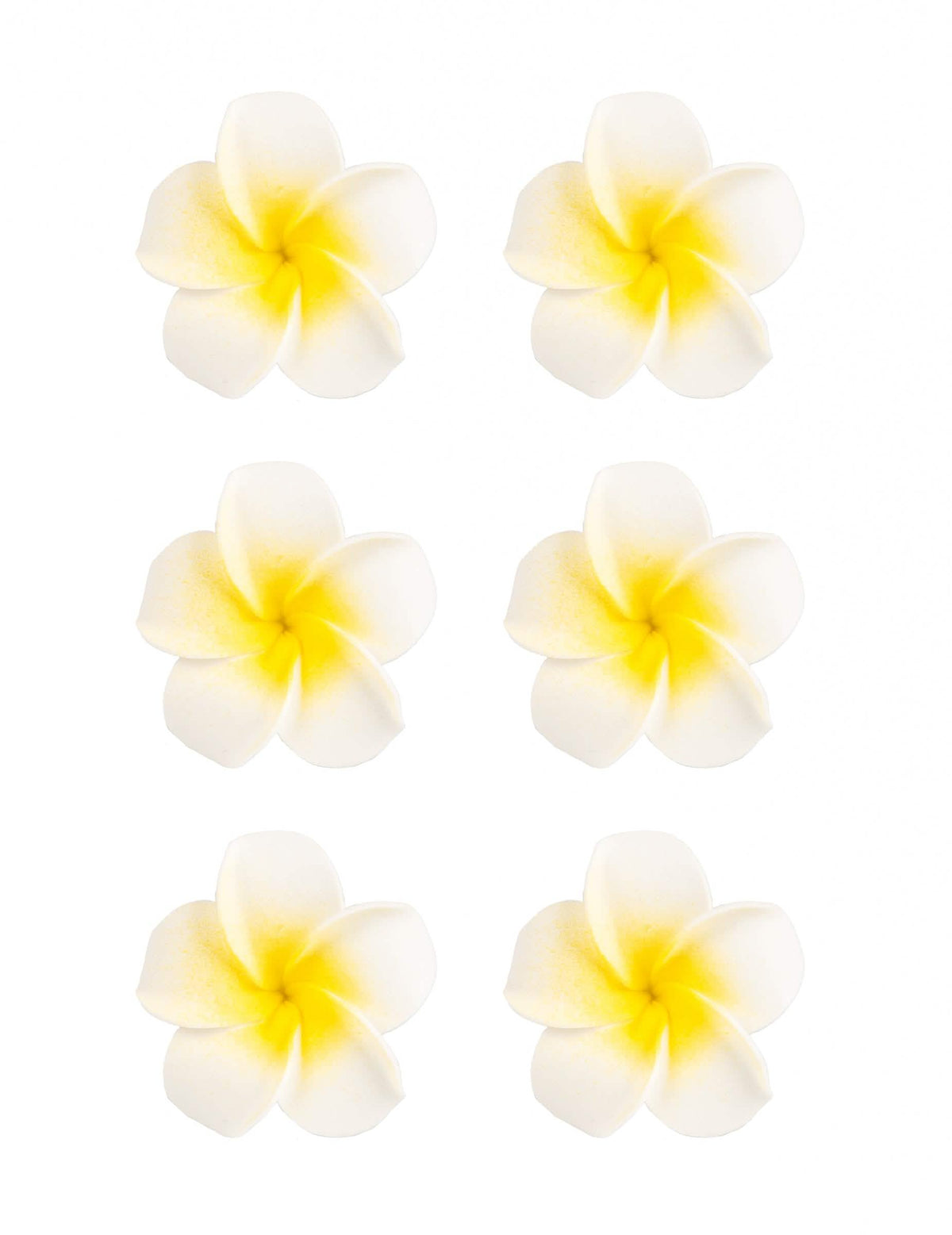 6 flori artificiale de monoi pentru decor, albe, din spumă, adezive