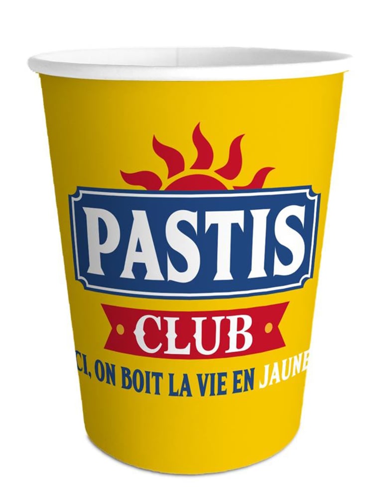 Gobelets apéro Pastis Club pour adulte jaune