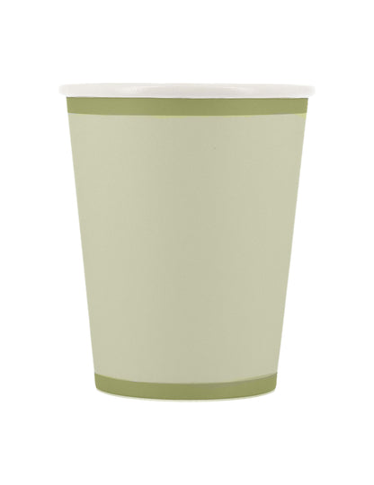 6 gobelets bi-color en carton vert de gris et vert sauge champêtre