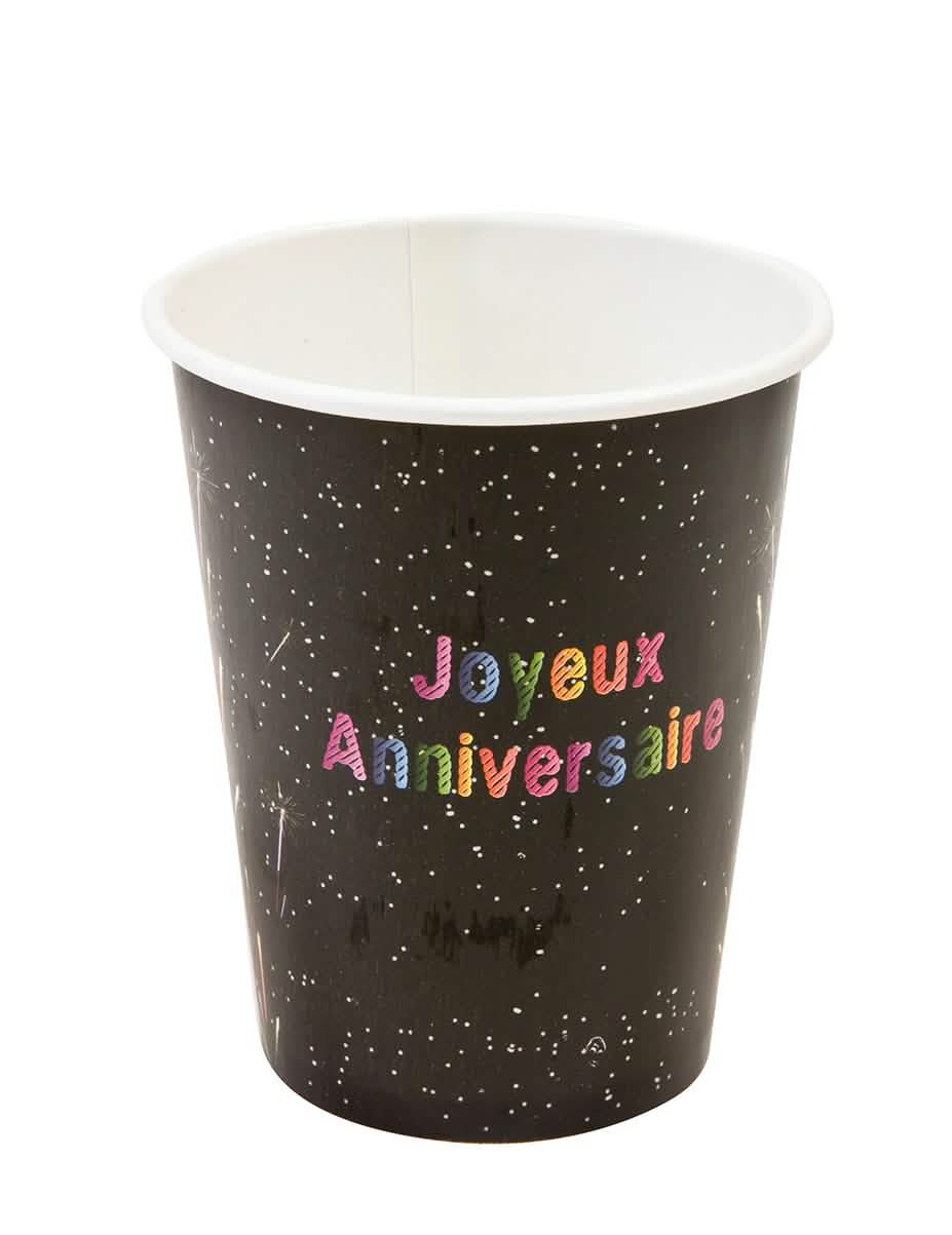 Pahare din carton aniversare artificii pentru petrecere negru și multicolor