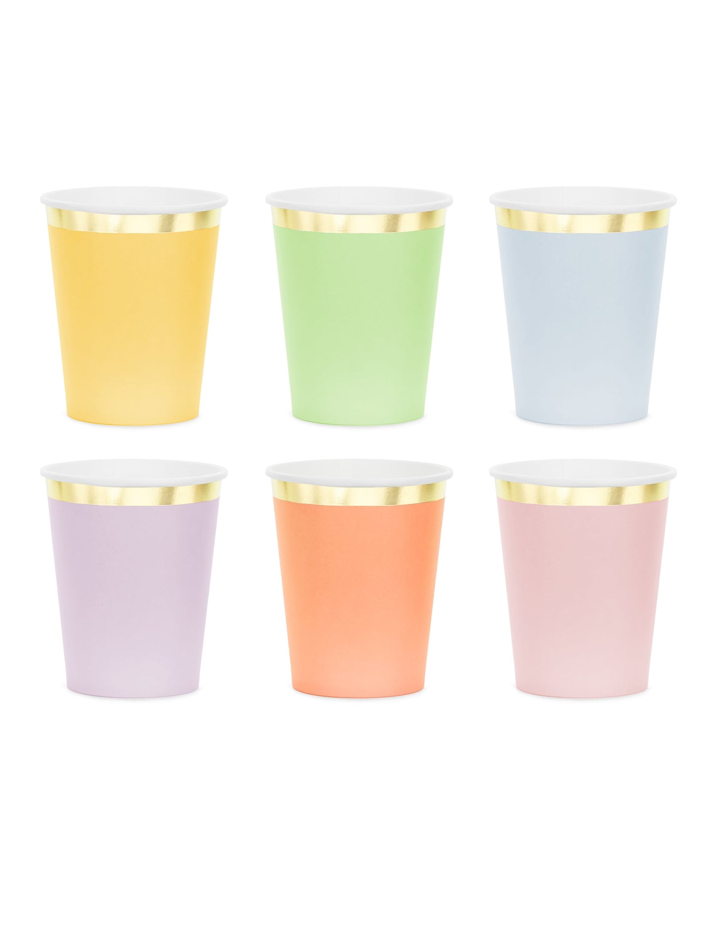 6 Gobelets en carton pastel à bord doré 220 ml