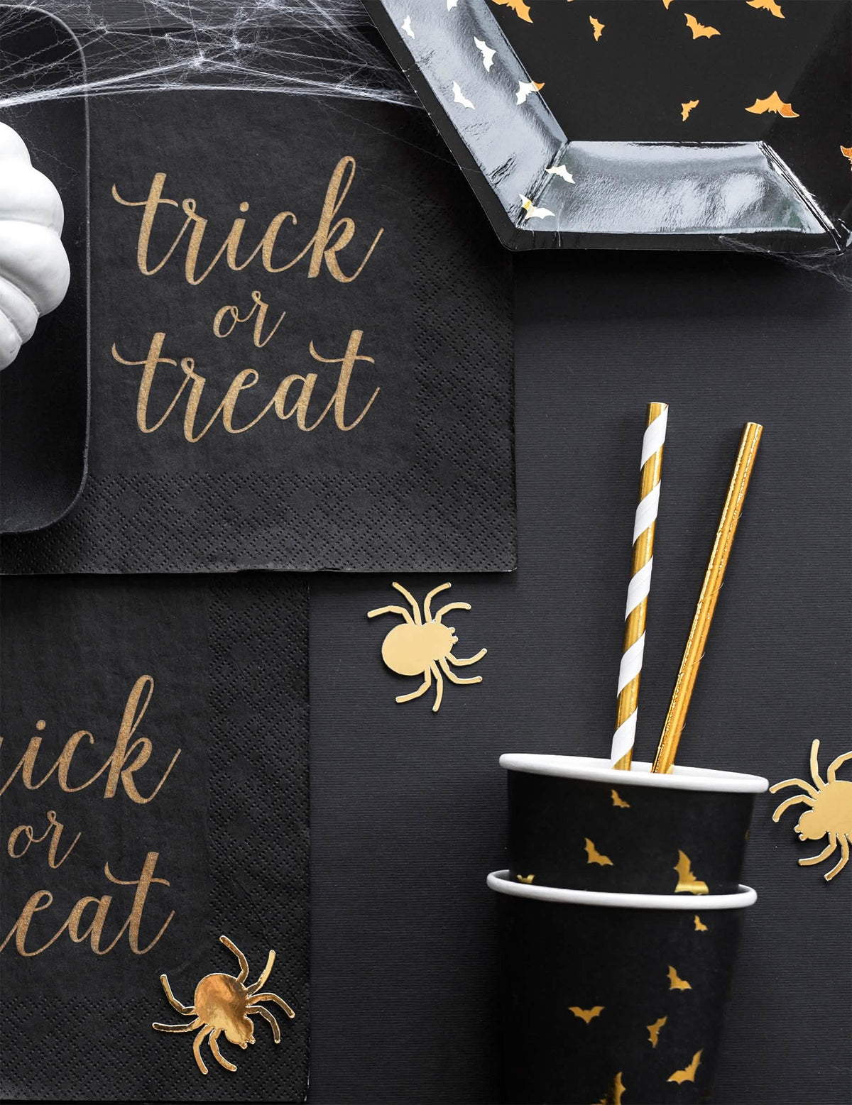 Detalii despre șervețele și paie cu paharele din carton cu liliac pentru halloween