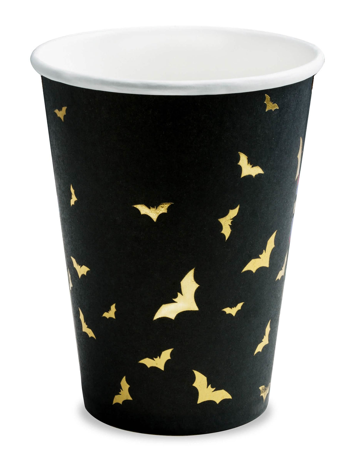 Pahare din carton cu liliac pentru halloween, negre și aurii