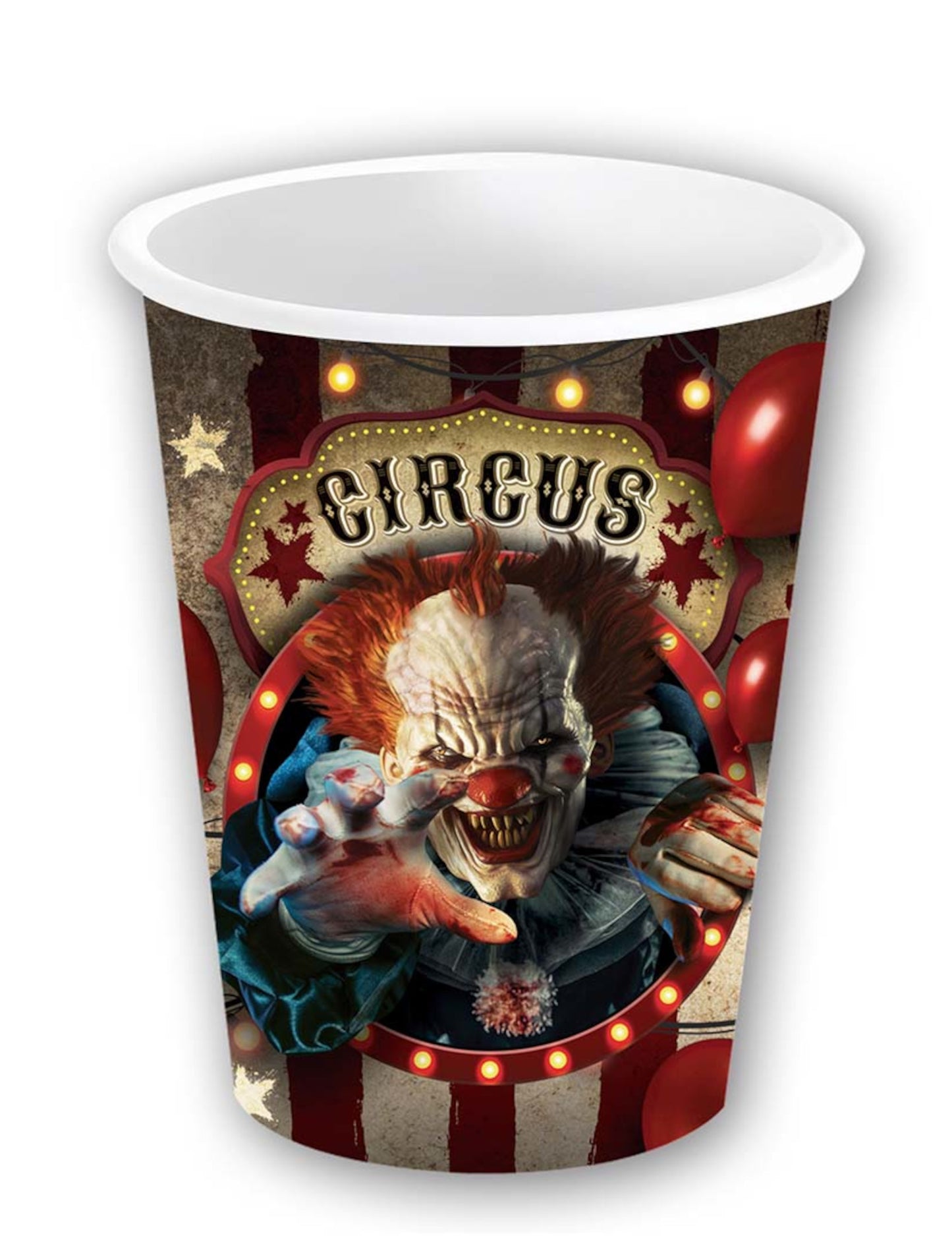 6 căni de carton de clovn de Halloween 240 ml