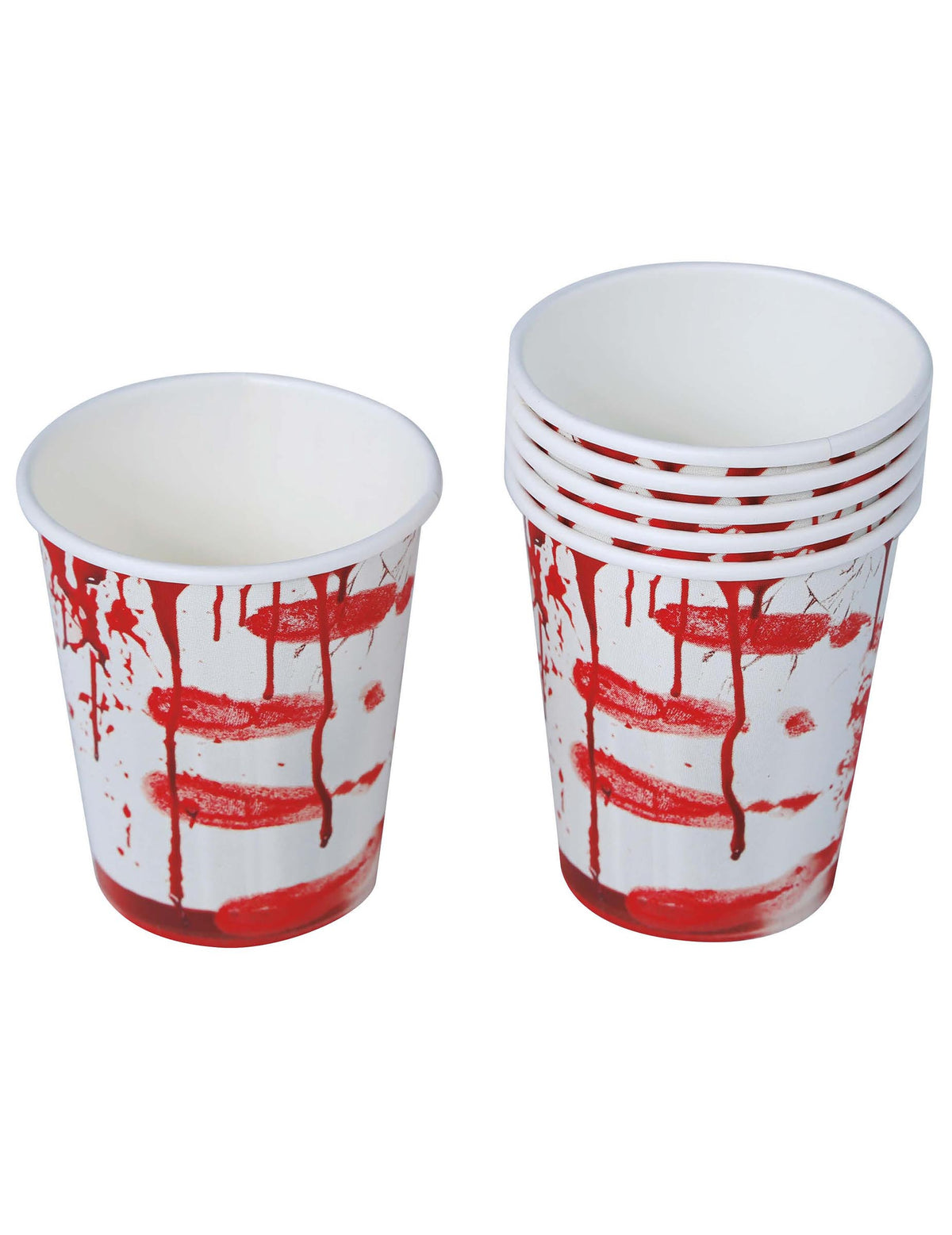 Vue d'ensemble du lot de gobelets en carton Halloween ensanglanté