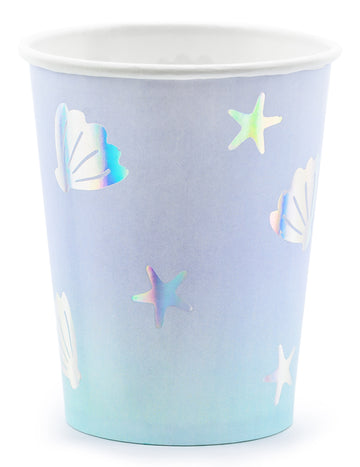 6 gobelets en carton licorne des mers bleus 220 ml iridescents
