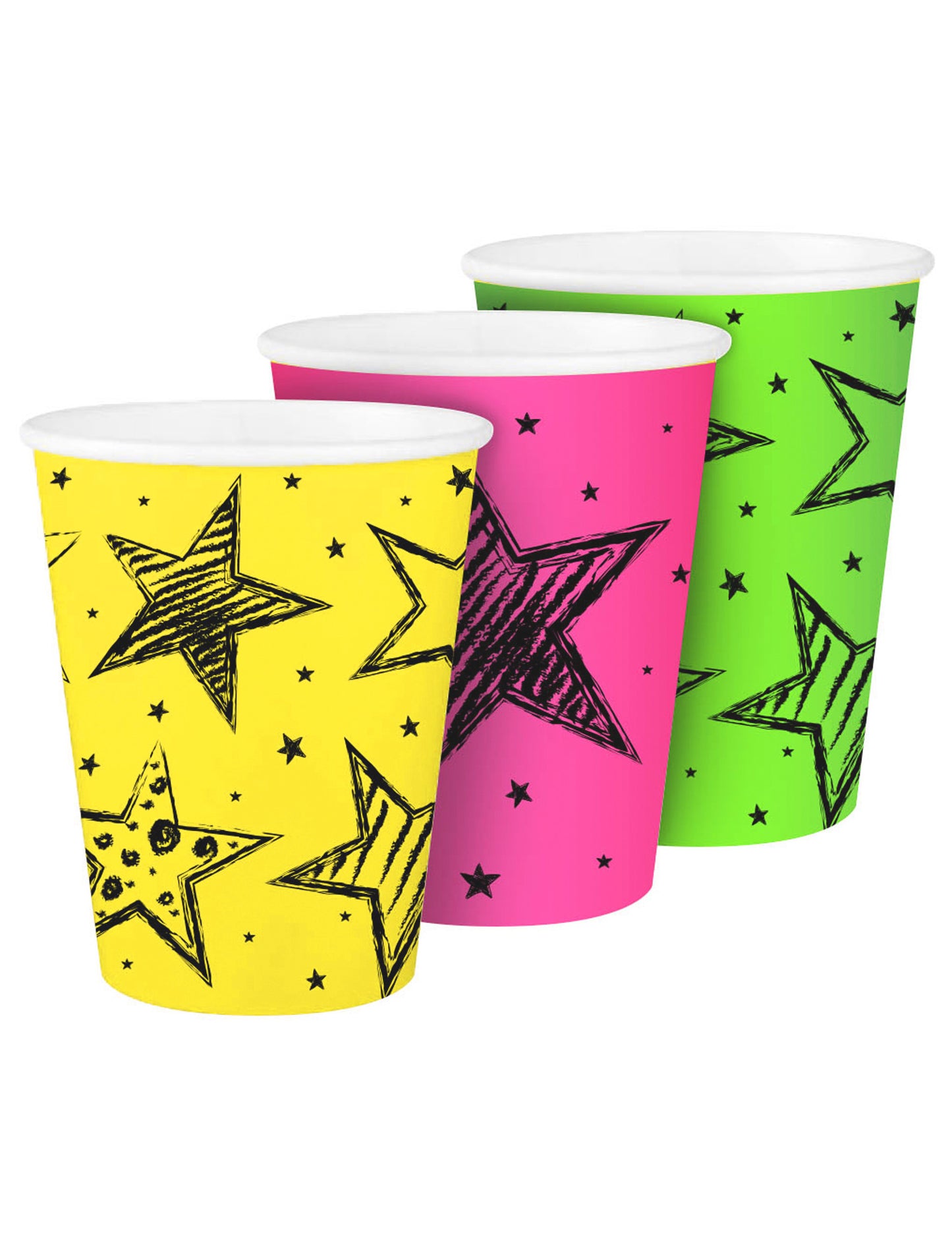 6 cupe de carton petrecere neon 250 ml
