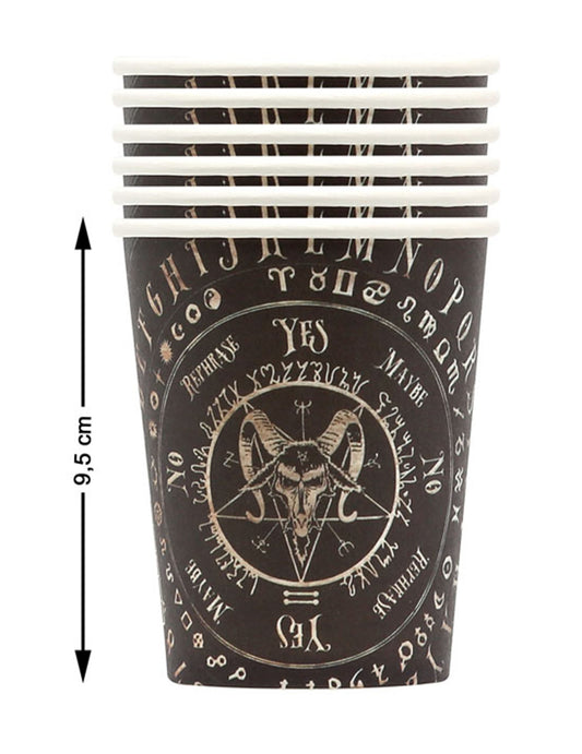 Détail des dimensions des gobelets en carton ouija
