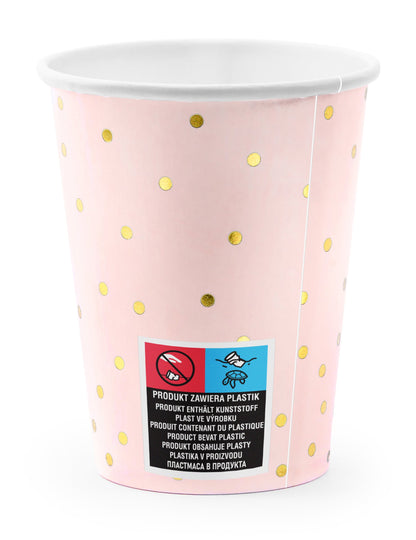6 cani de cană în roz pal și mazăre aurii 260 ml