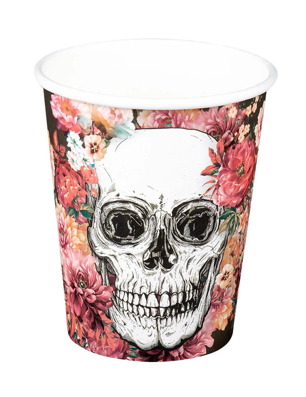 Pahare din carton cu schelet floral pentru petrecere cu flori roz și albe