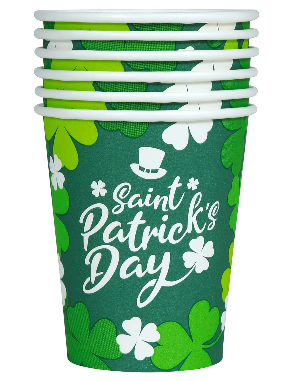 Vue de face de la pile de gobelets Saint Patrick