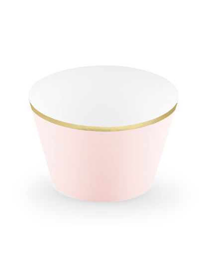 Habillages à cupcake rose poudré et doré métallique en carton