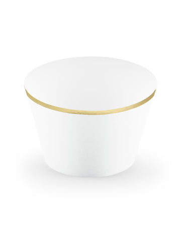 6 decoruri pentru cupcakes din hârtie albă și aurie pentru nunți