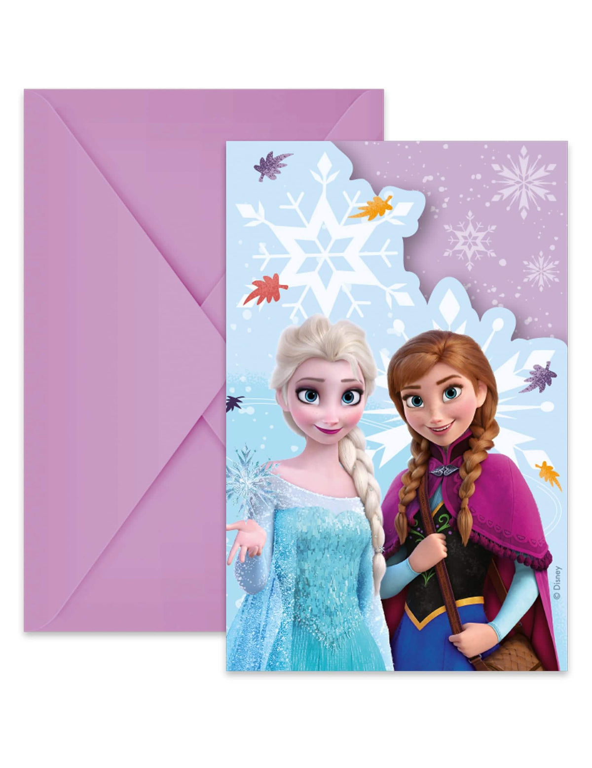 Invitații și plicuri Regatul De Gheață Frozen Idyllic Wonder violete cu Elsa și Anna