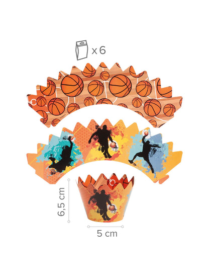 Kit decorare 6 brioșe cu toper Basketball