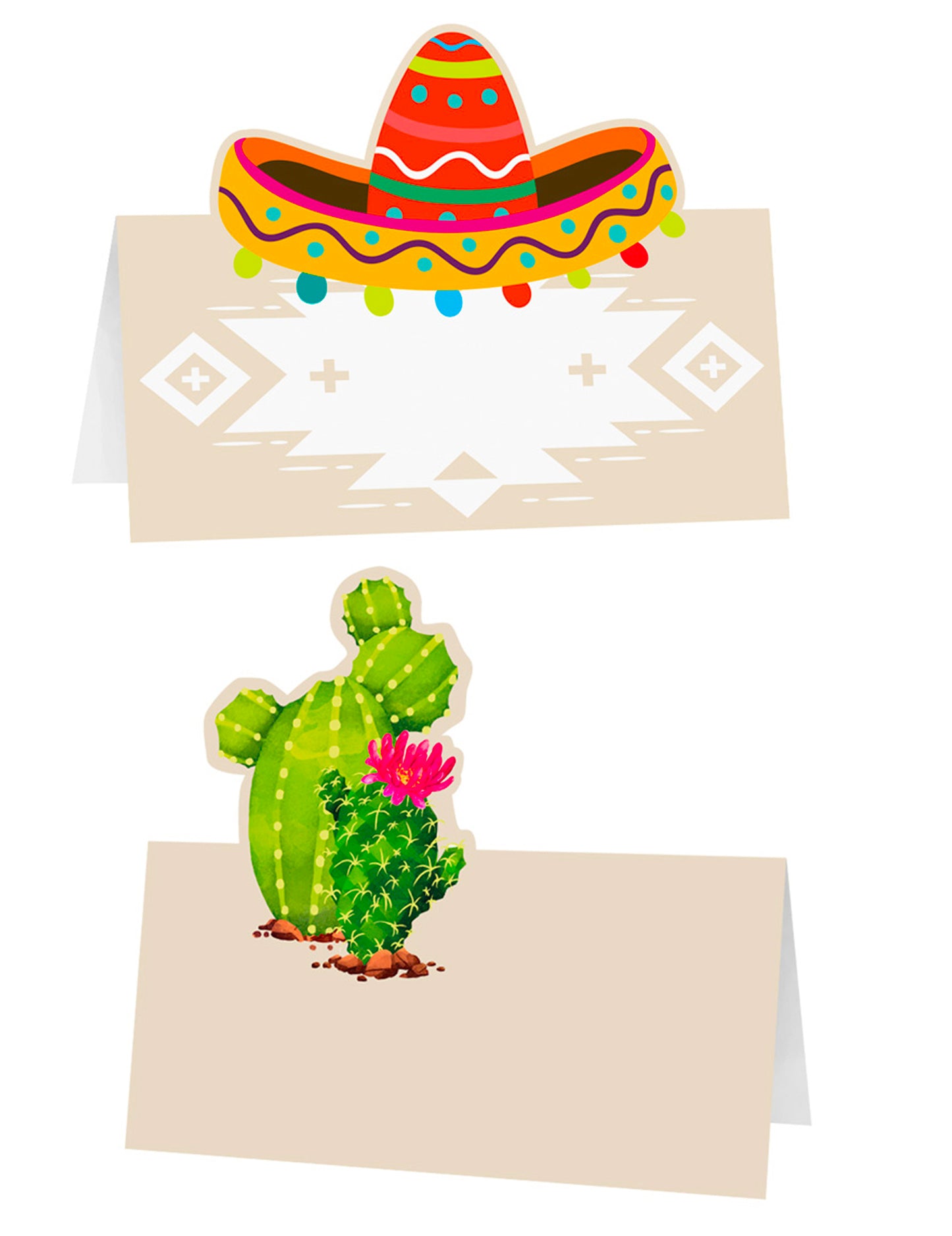 6 cartonașe de loc cu cactus și sombrero, 20 x 20 cm cm Temă mexicană