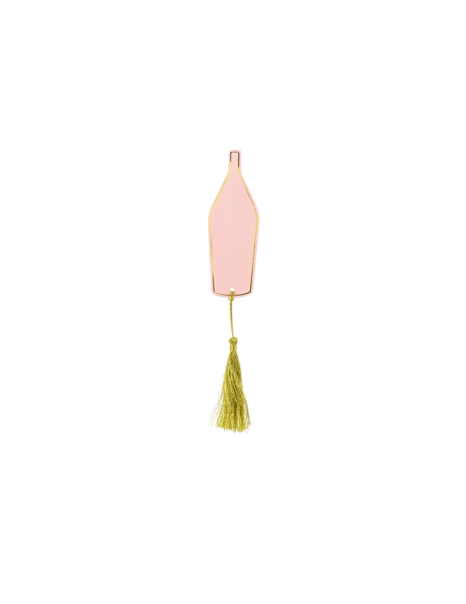 Marque-places bouteille pour fête rose et doré avec tassel doré