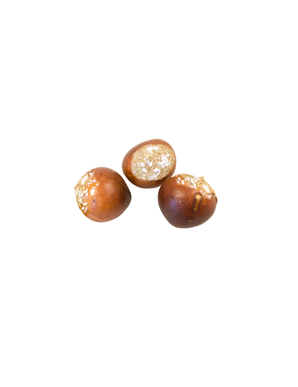 Marrons artificiels avec neige pour table marron et blanc