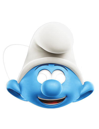 Masque en carton Schtroumpf pour enfant bleu et blanc
