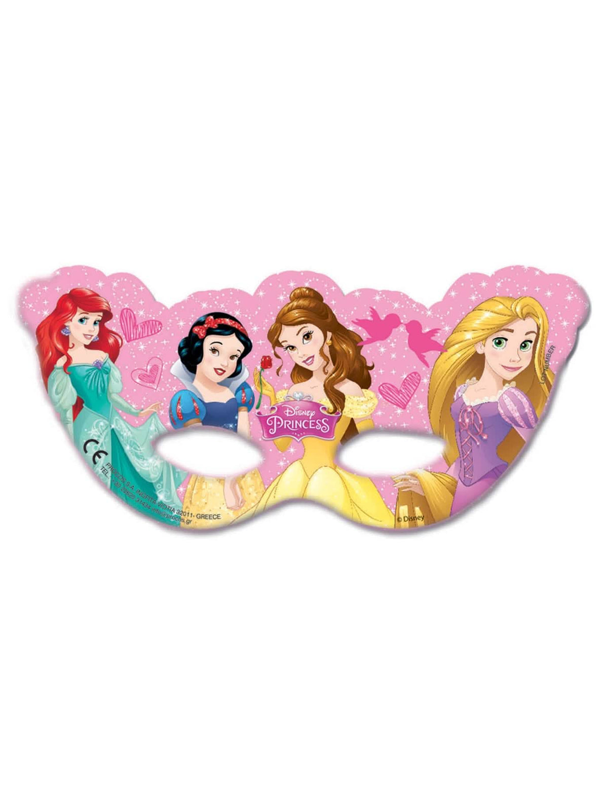 Mască prințese Disney pentru copil roz cu Ariel, Alba ca Zăpada, bella și Rapunzel