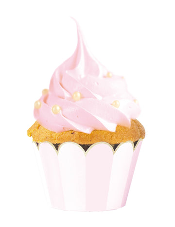 6 forme roz și albe pentru cupcakes, cu margini festonate