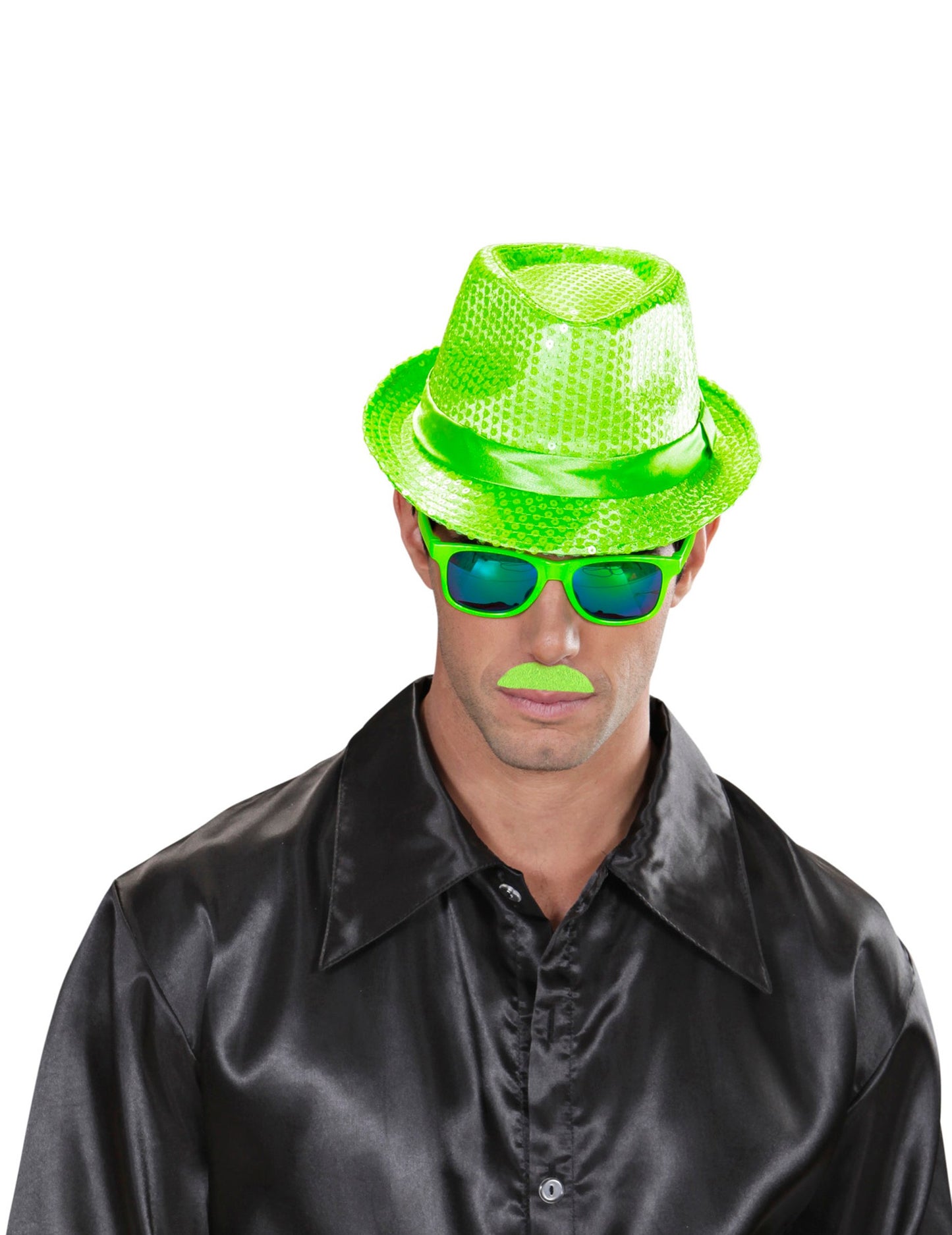 1 mustață verde fluorescentă pentru adulți