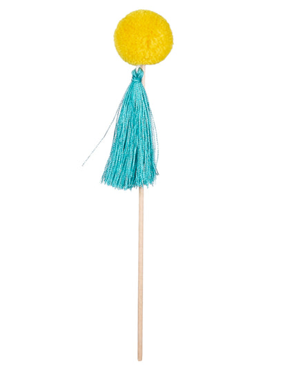 6 pompe de lemn colorate din lemn de 16 cm
