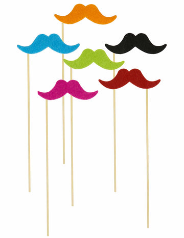 Pics moustaches fluos pour fête multicolores