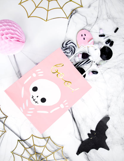 6 pungi de bomboane roz și albe de Halloween