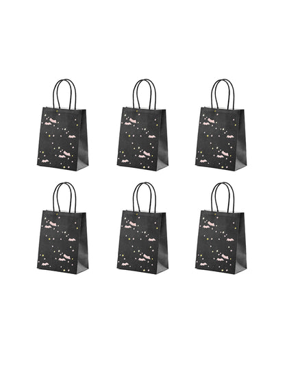 6 sacs à bonbons chauves-souris pour Halloween roses et noirs