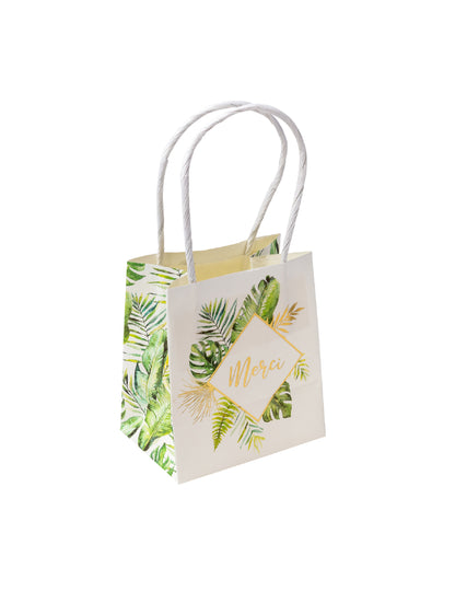 Sacs à goodies tropical Merci pour invités ivoire avec dorure