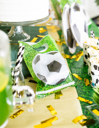 6 sacs de fête en plastique football party 23 x 16 cm