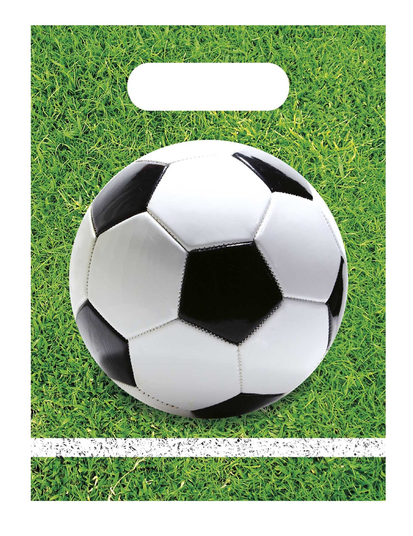 6 pungi de plastic pentru petreceri cu fotbal, 23 x 16 cm