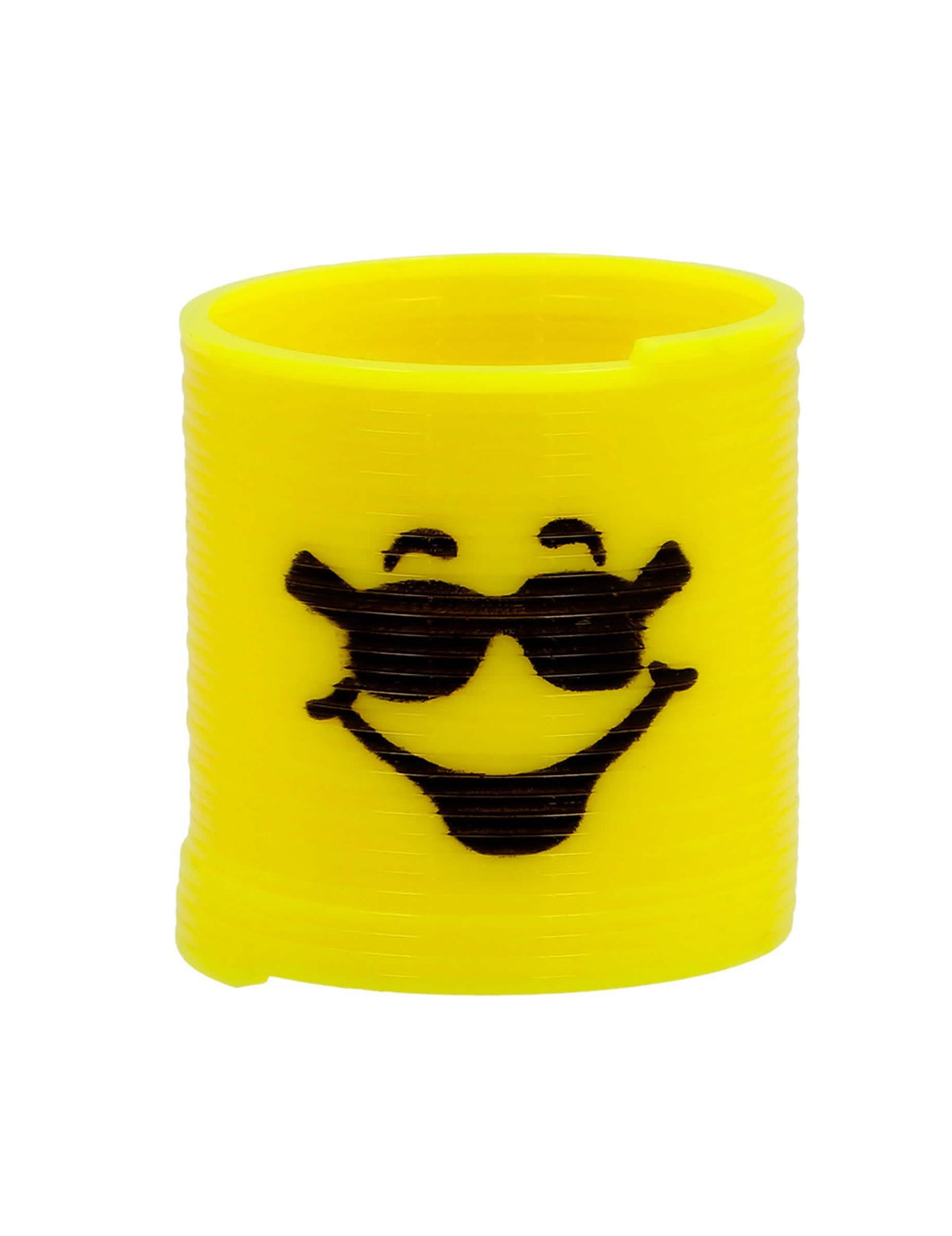 Zoom pe arcul galben cu smiley cu ochelari de la Slinkies Smileys