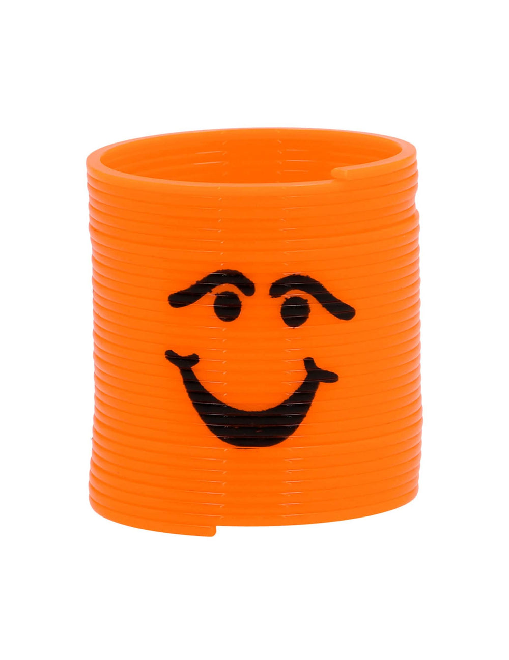 Zoom pe arcul portocaliu cu zâmbet larg al Slinkies Smileys