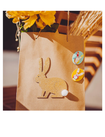 6 autocolante cu grafică multicoloră cu iepuri 4.5 cm pentru Paște