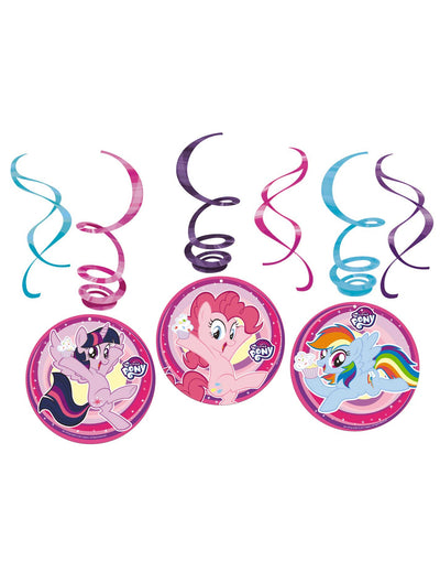 6 Suspensions en spirales My Little Pony pour enfant rose bleu et violet