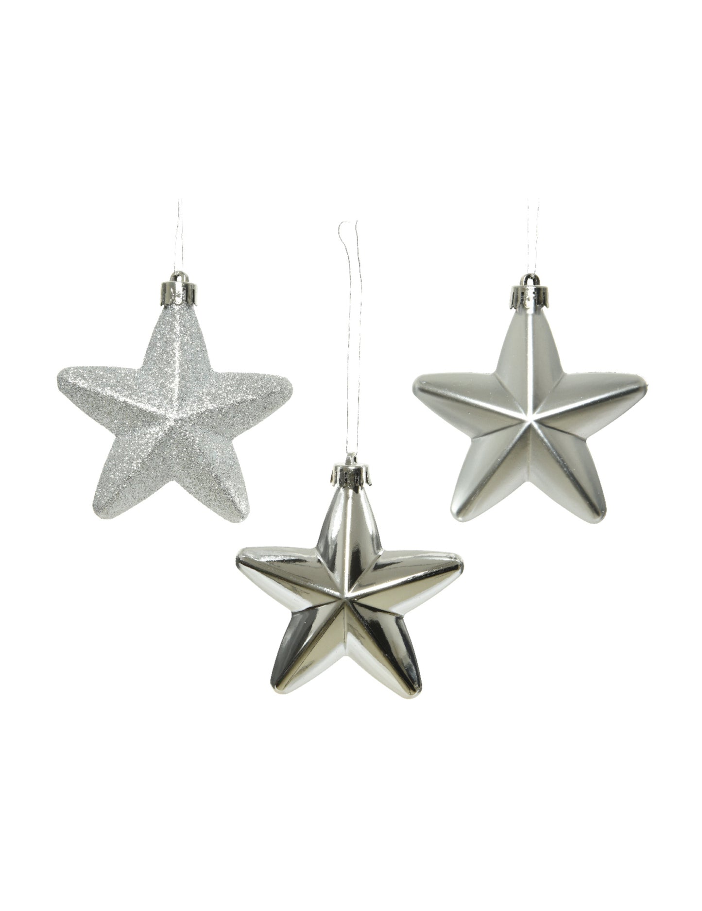 6 agățători pentru brad stele argintii 7,5 cm 