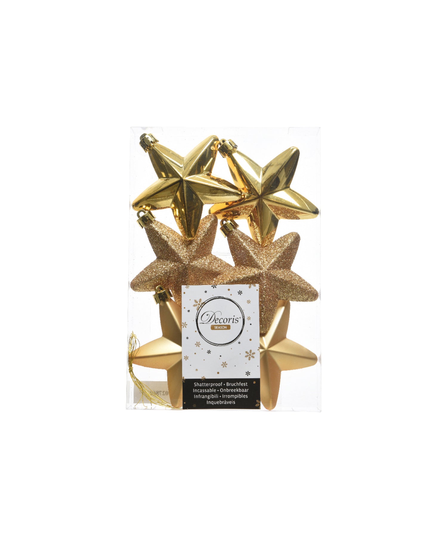 6 ornamente de brad de Crăciun cu stea aurie strălucitoare 7.5 cm